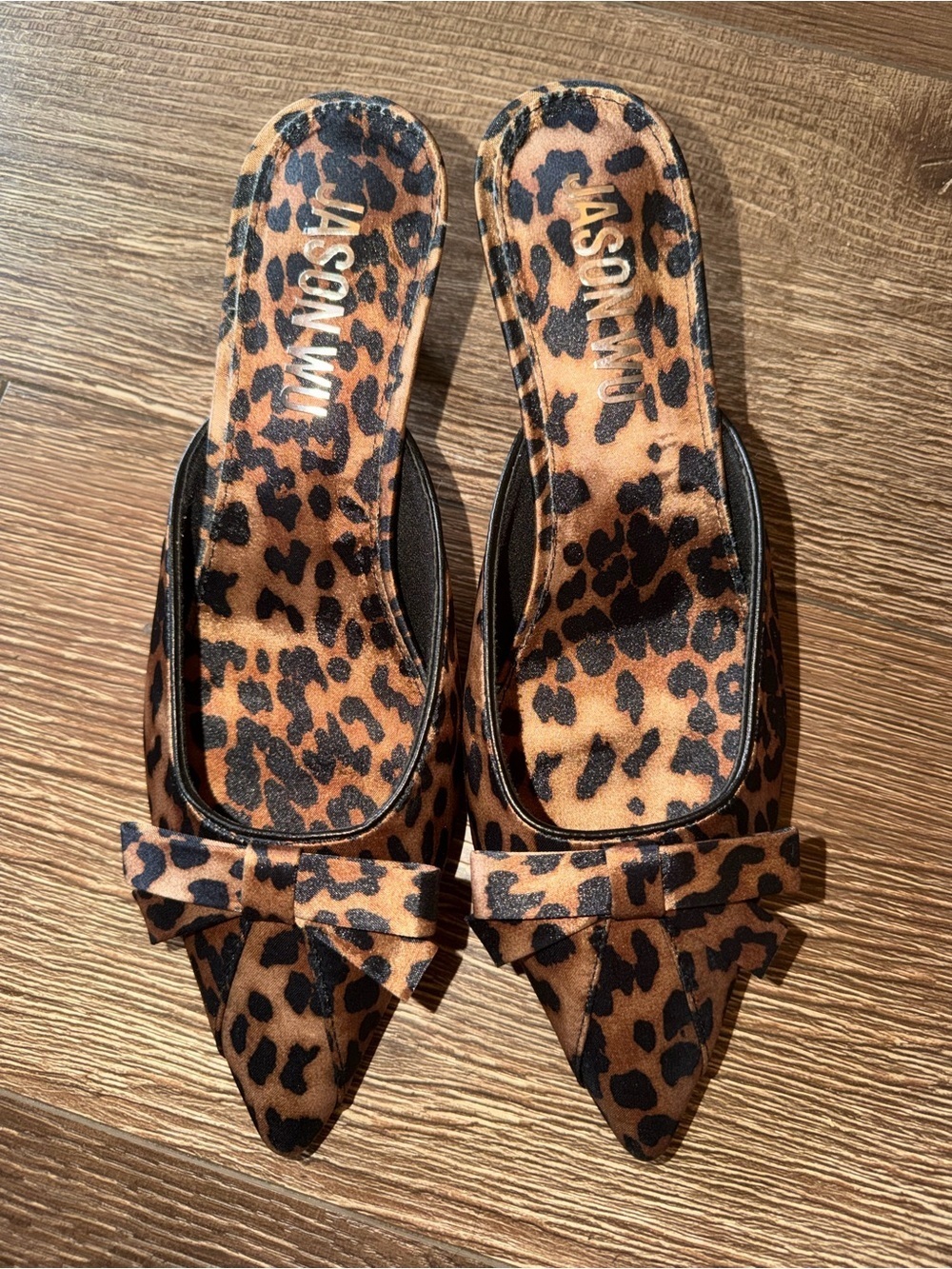Jason Wu Leopard-Print Pointed Mule with Bow in Brown and Black